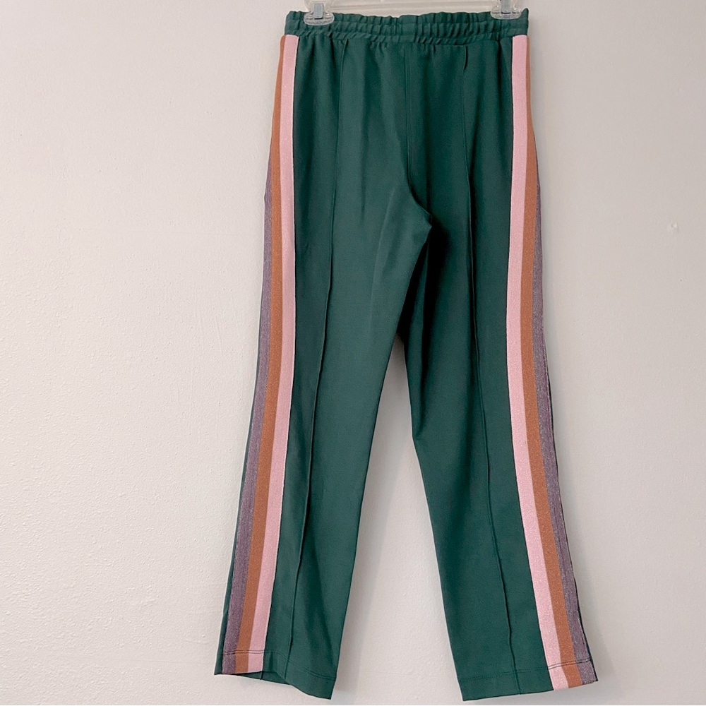NWT Spiritual Gangster Classic Cropped Jade Green Track Pants with Stripes - Picture 5 of 13